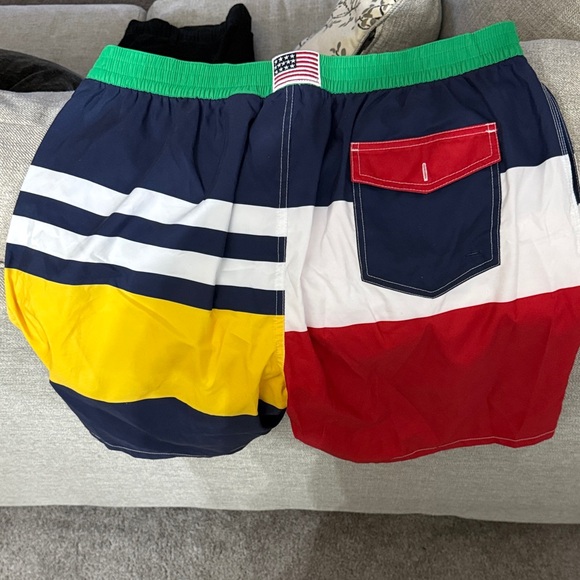Polo by Ralph Lauren Colorblock Swim Shorts with Green Waistband - Picture 3 of 3